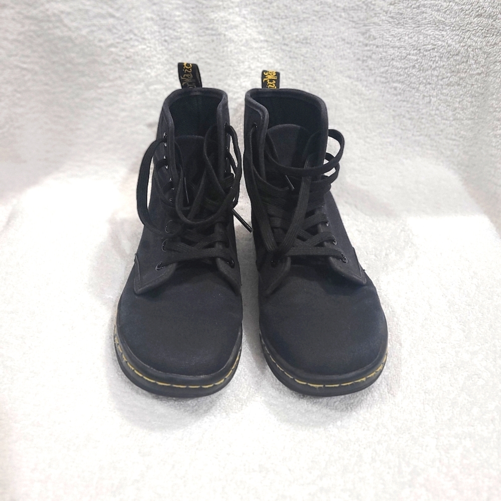 Dr. Martens Shoreditch Ankle Boots Women's Size 5 USL Black Canvas Lace Up AW004
